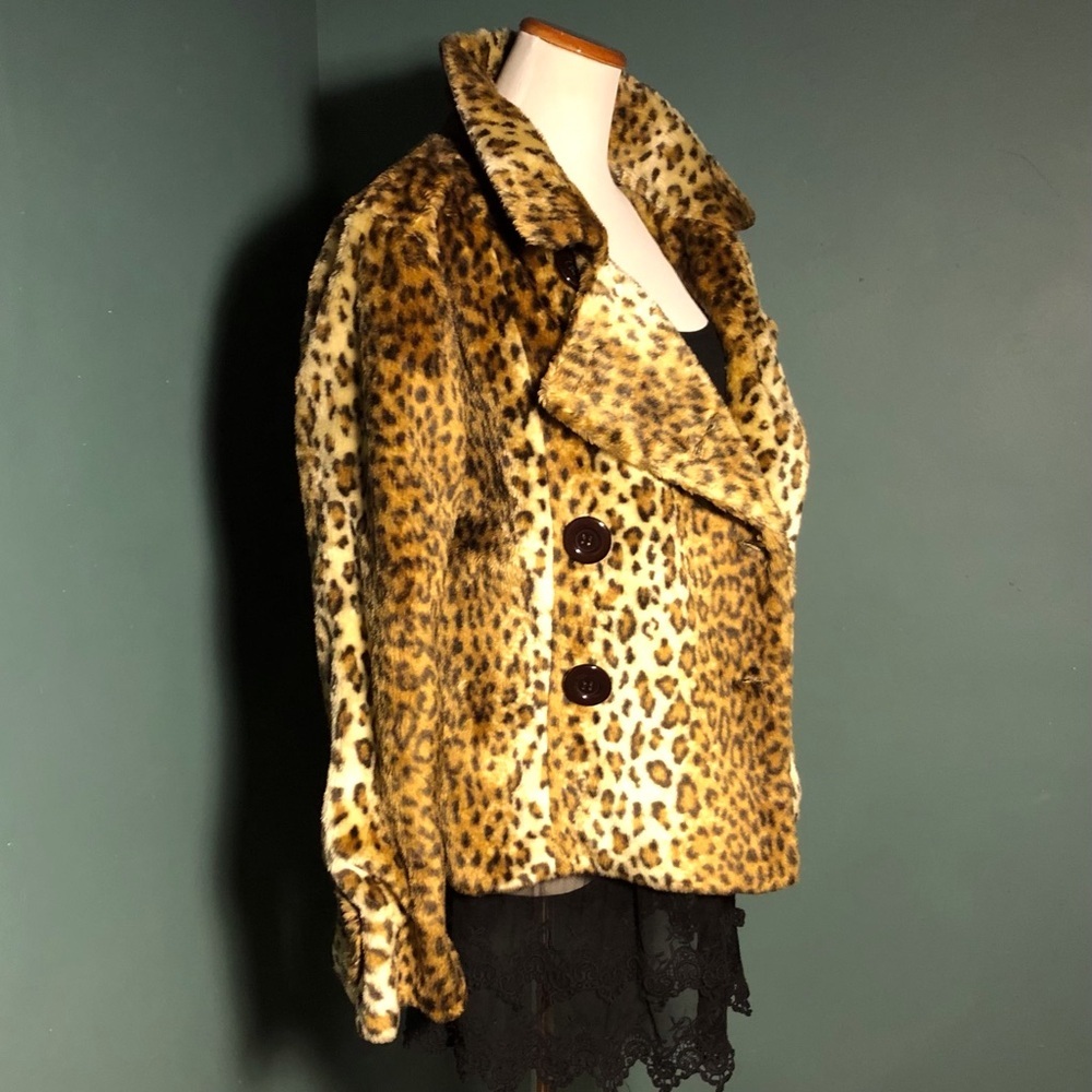 Vegan fur leopard coat vintage - Picture 3 of 7